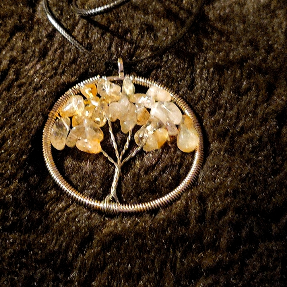Quartz tree of life necklace